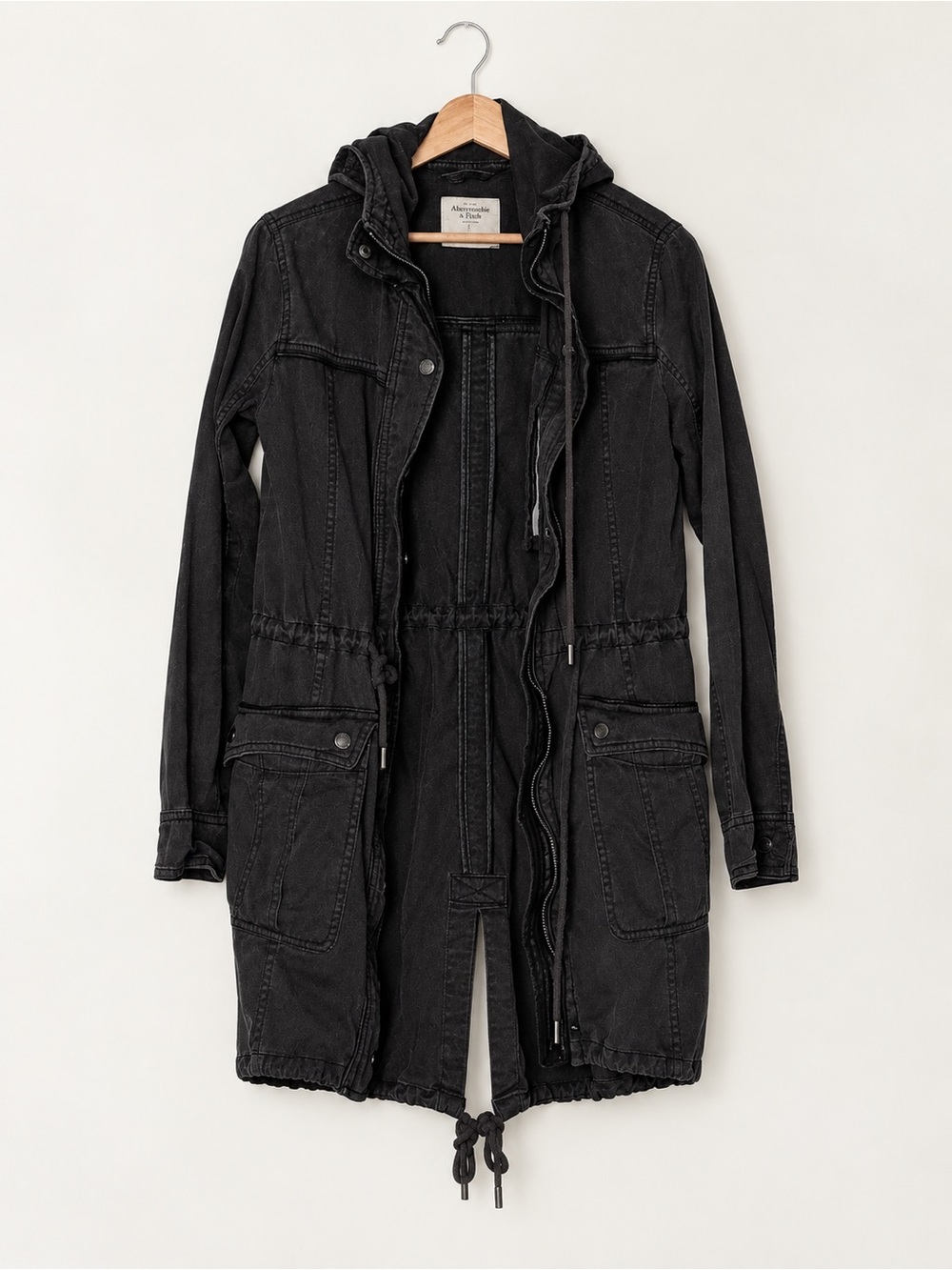 Abercrombie & Fitch Black Hooded Utility Parka